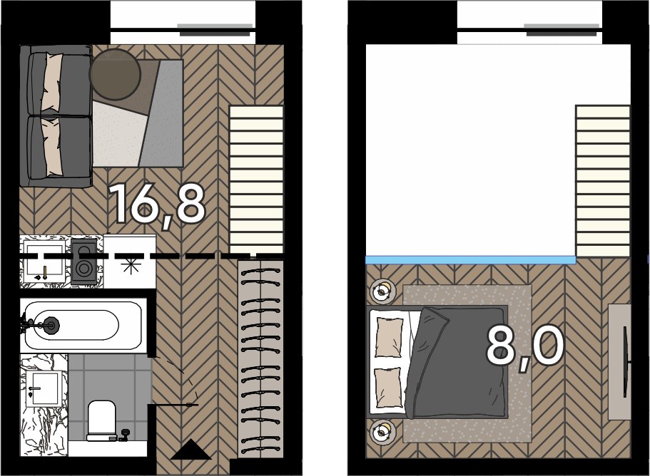 Планировка 23.5 м²