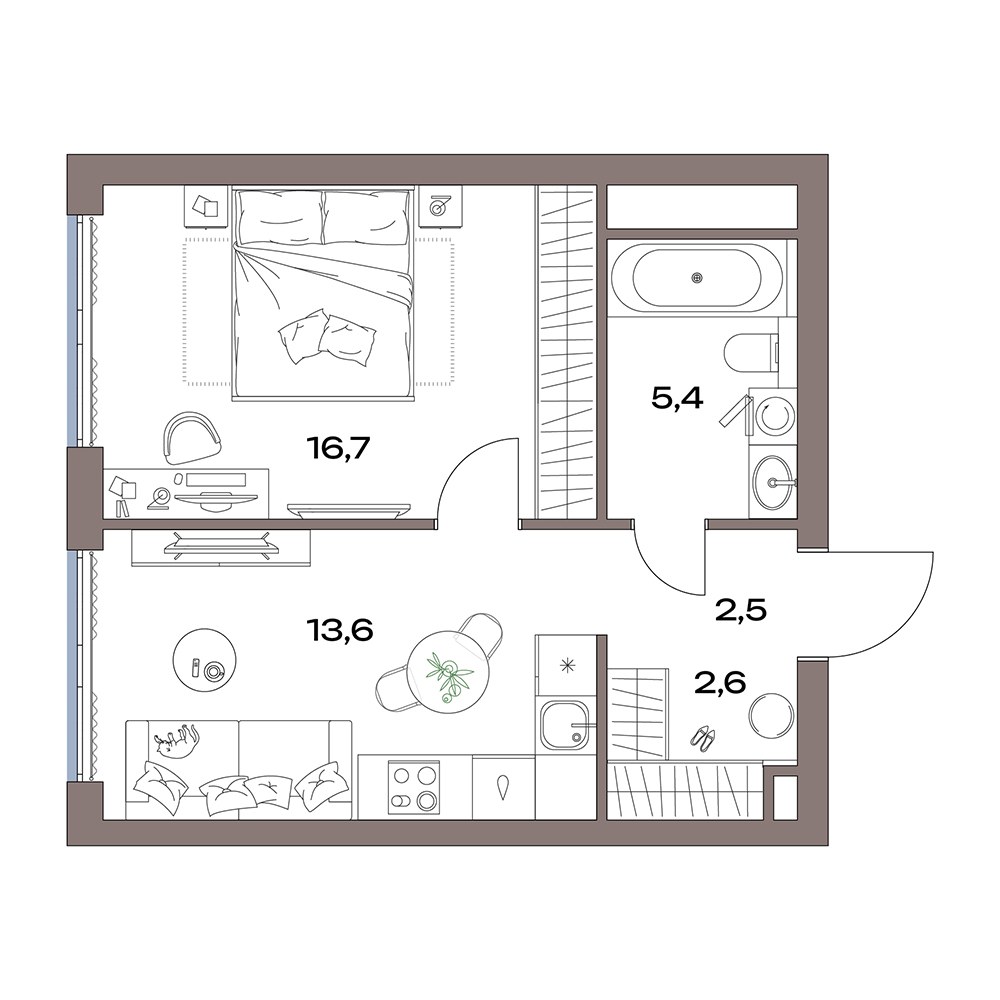 Планировка 40.8 м²