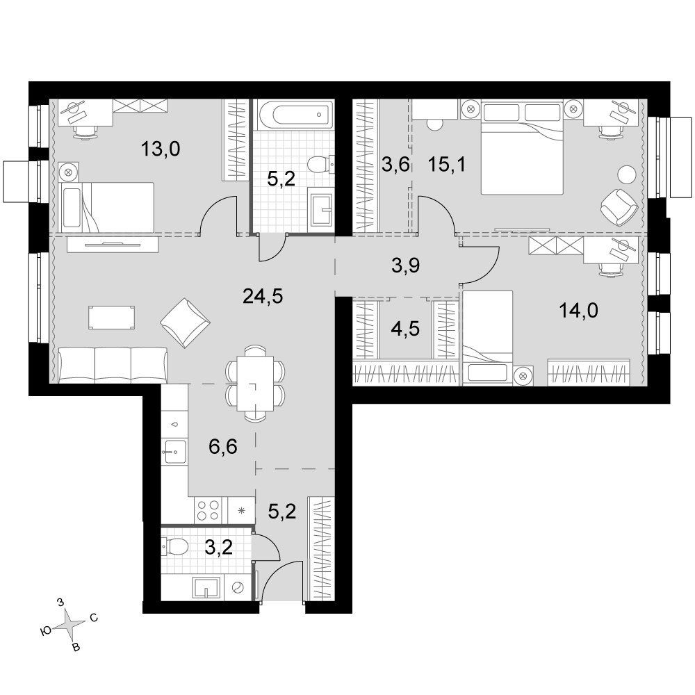 Планировка 98.8 м²