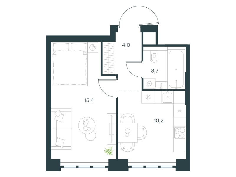 Планировка 33.3 м²