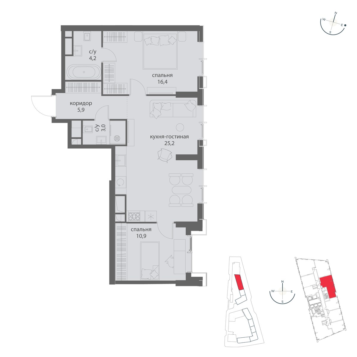 Планировка 65.6 м²