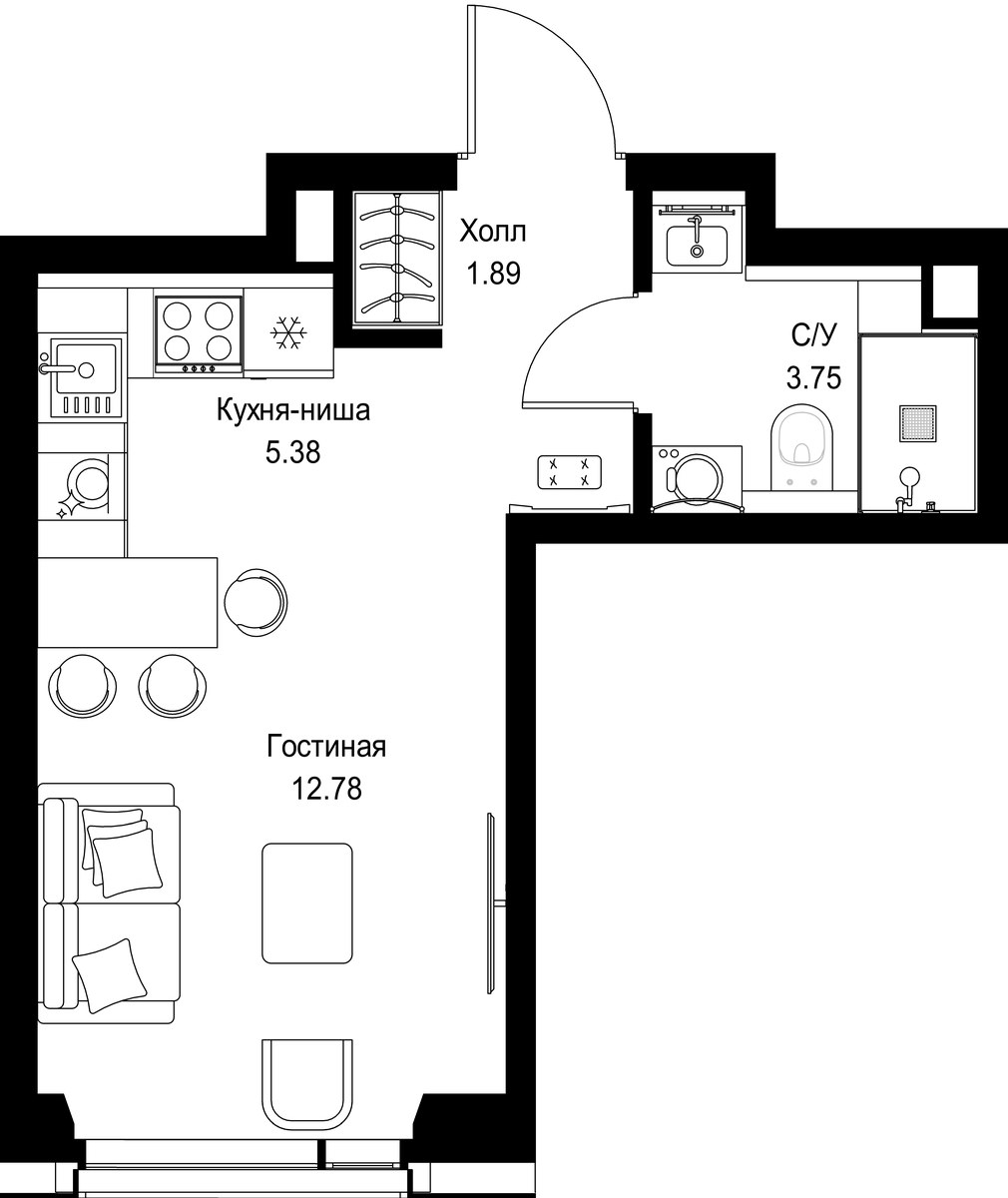 Планировка 23.8 м²