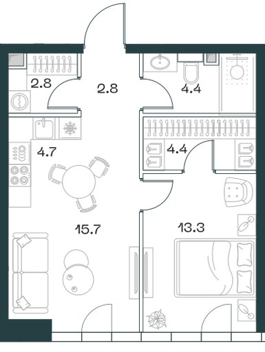 Планировка 48.1 м²