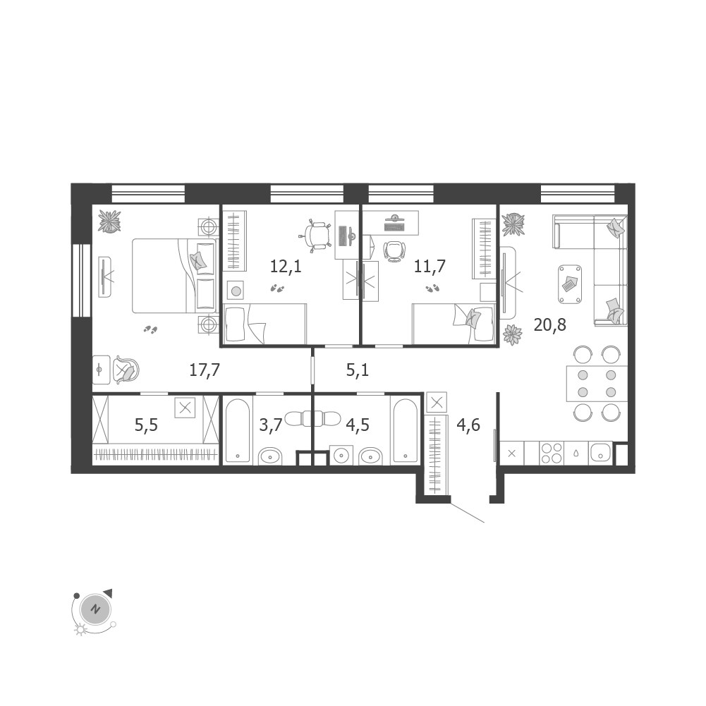 Планировка 85.7 м²