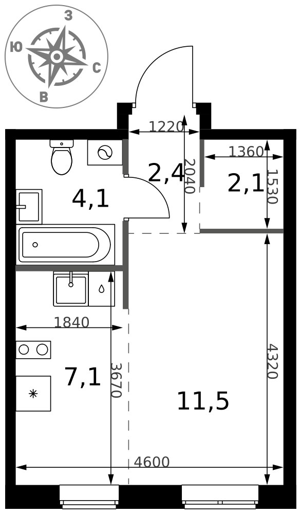 Планировка 27.2 м²