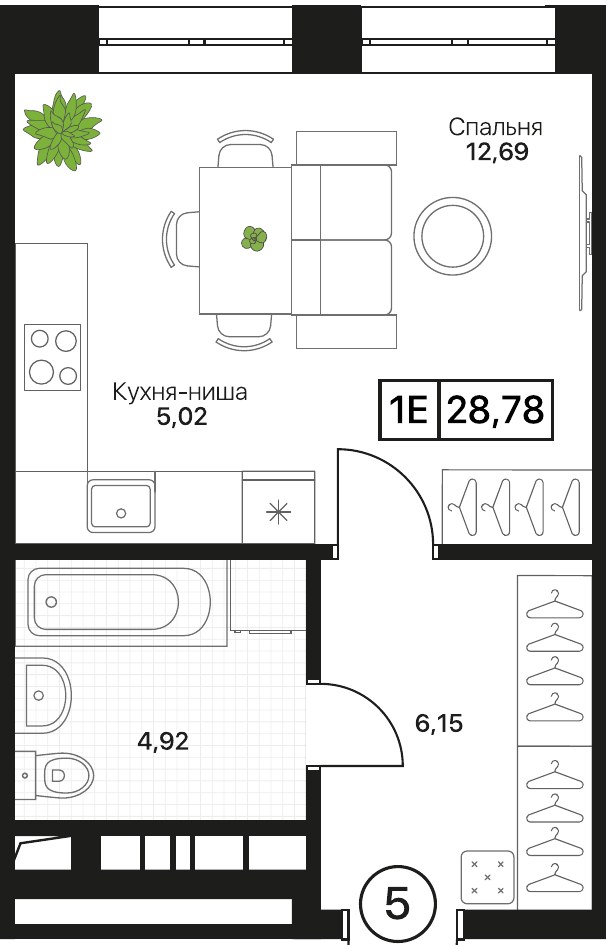 Планировка 28.78 м²
