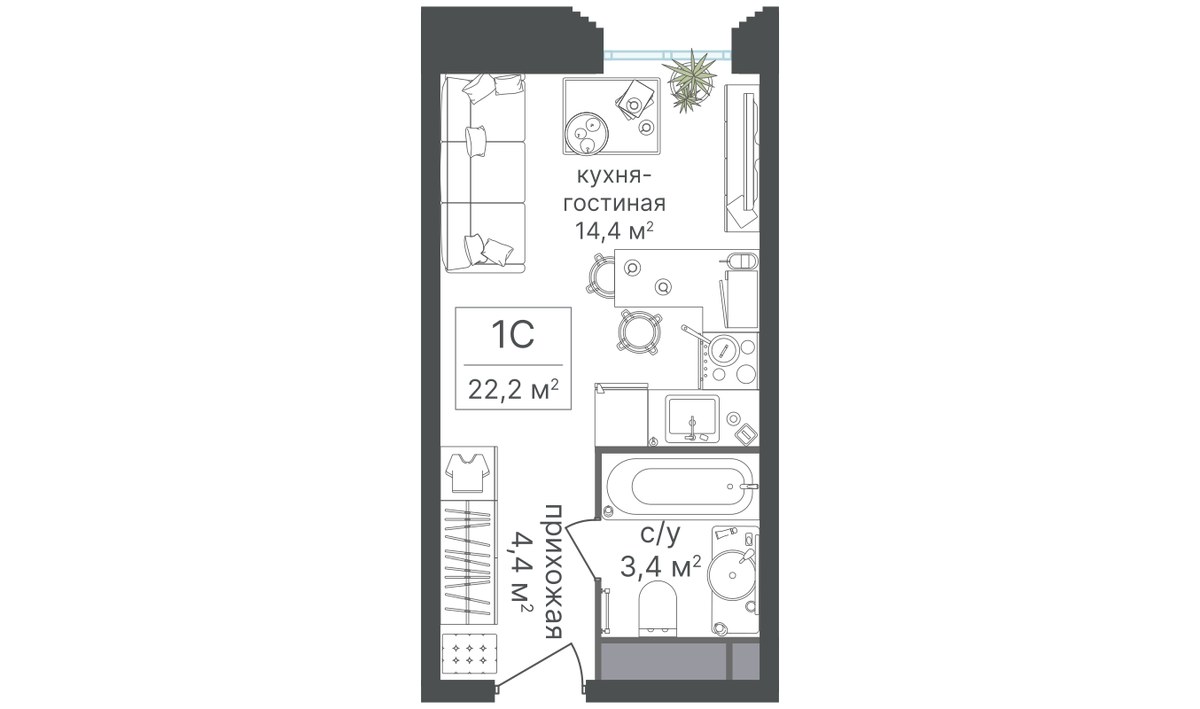 Планировка 22.1 м²