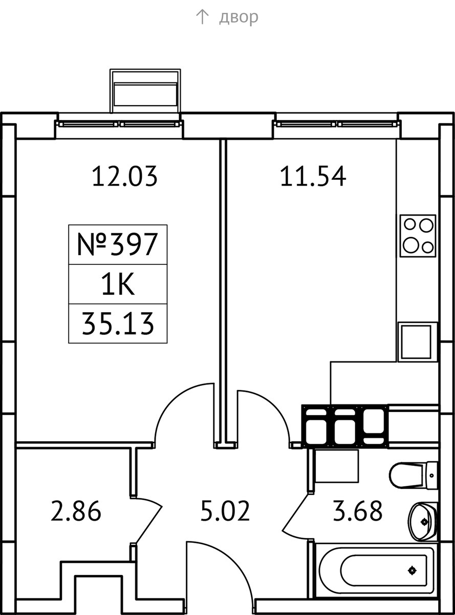 Планировка 35.13 м²