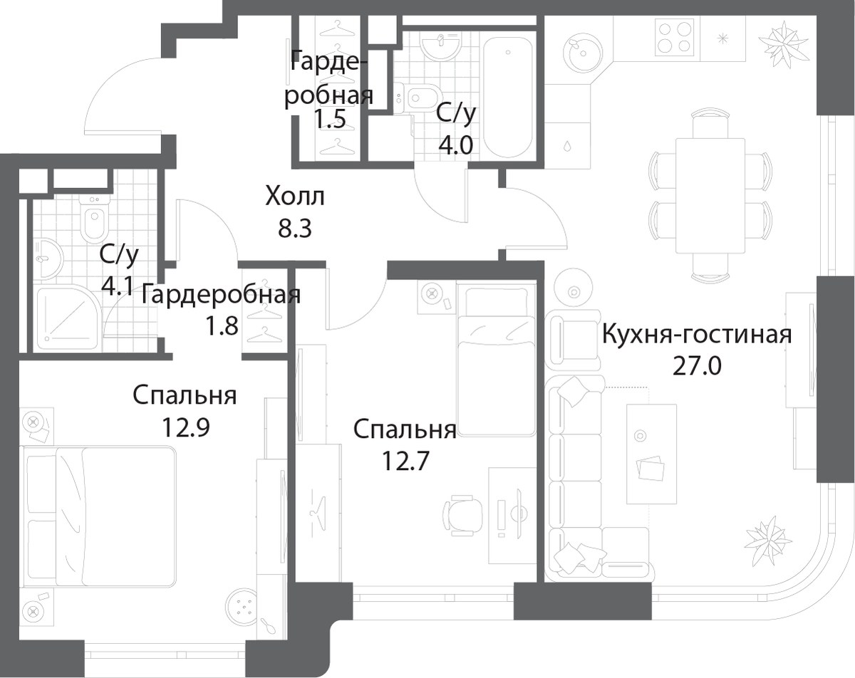 Планировка 71.8 м²