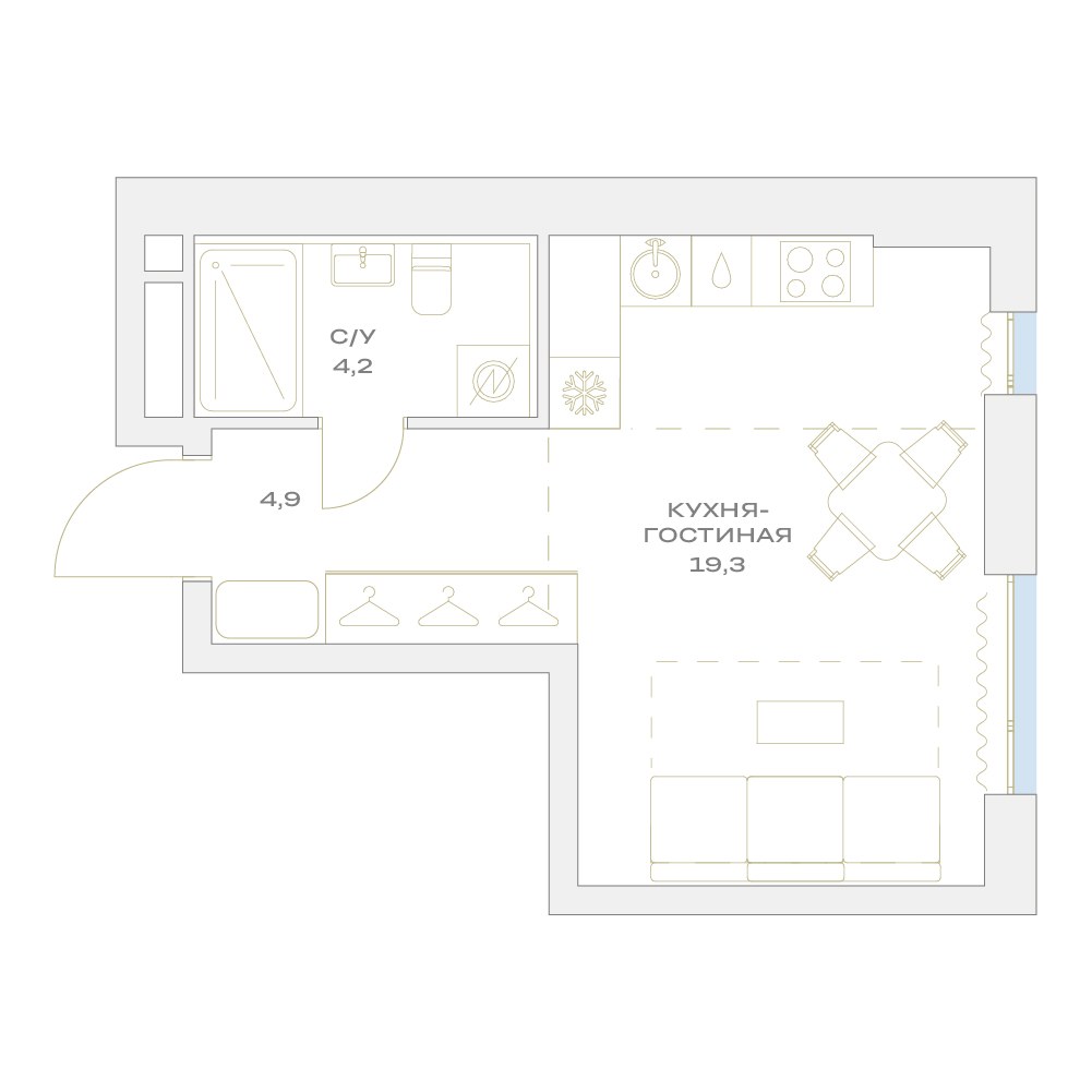 Планировка 28.4 м²