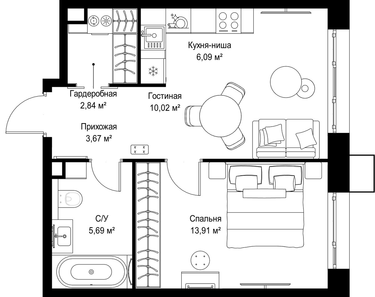 Планировка 42.22 м²