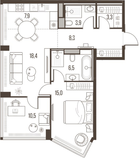 Планировка 73.8 м²