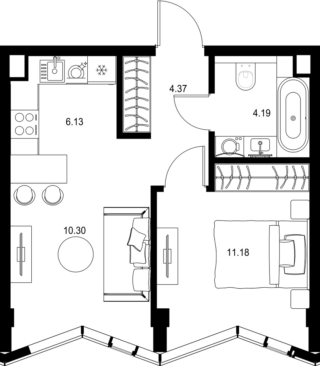 Планировка 36.17 м²