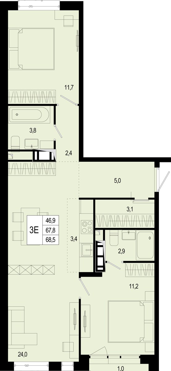 Планировка 70.9 м²
