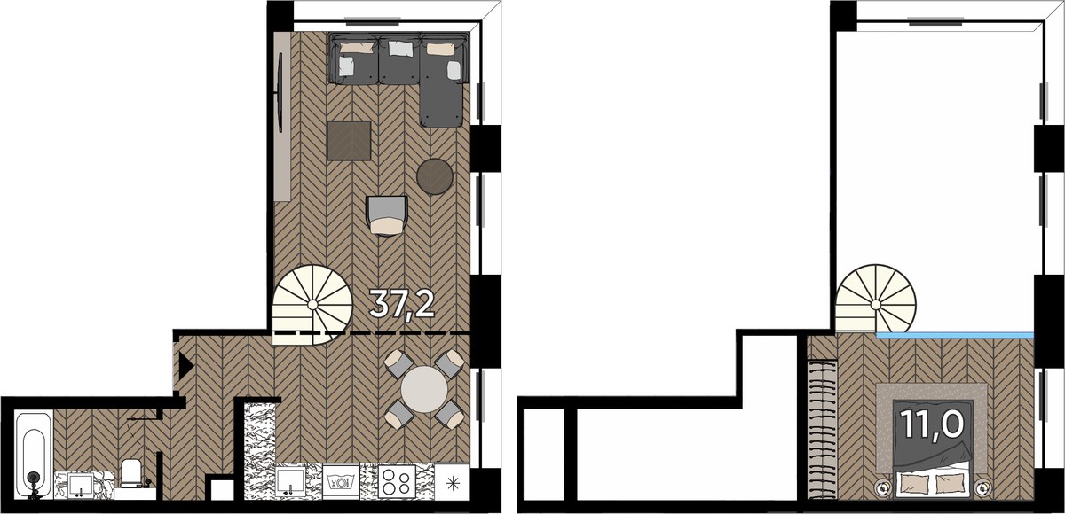 Планировка 49.7 м²