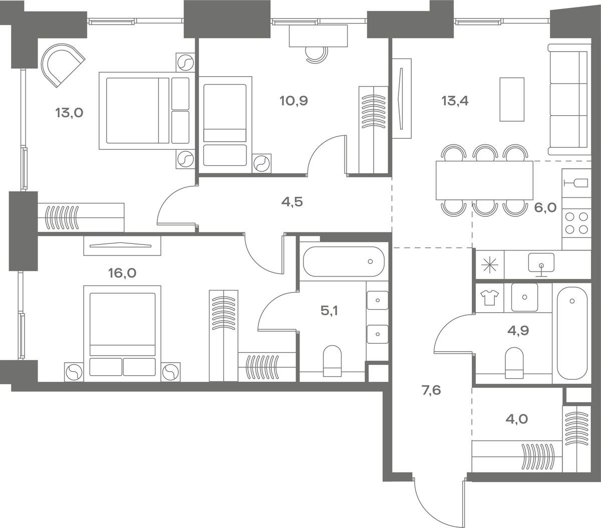 Планировка 85.4 м²