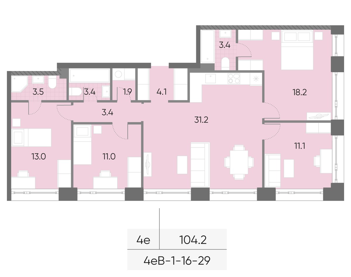 Планировка 104.2 м²