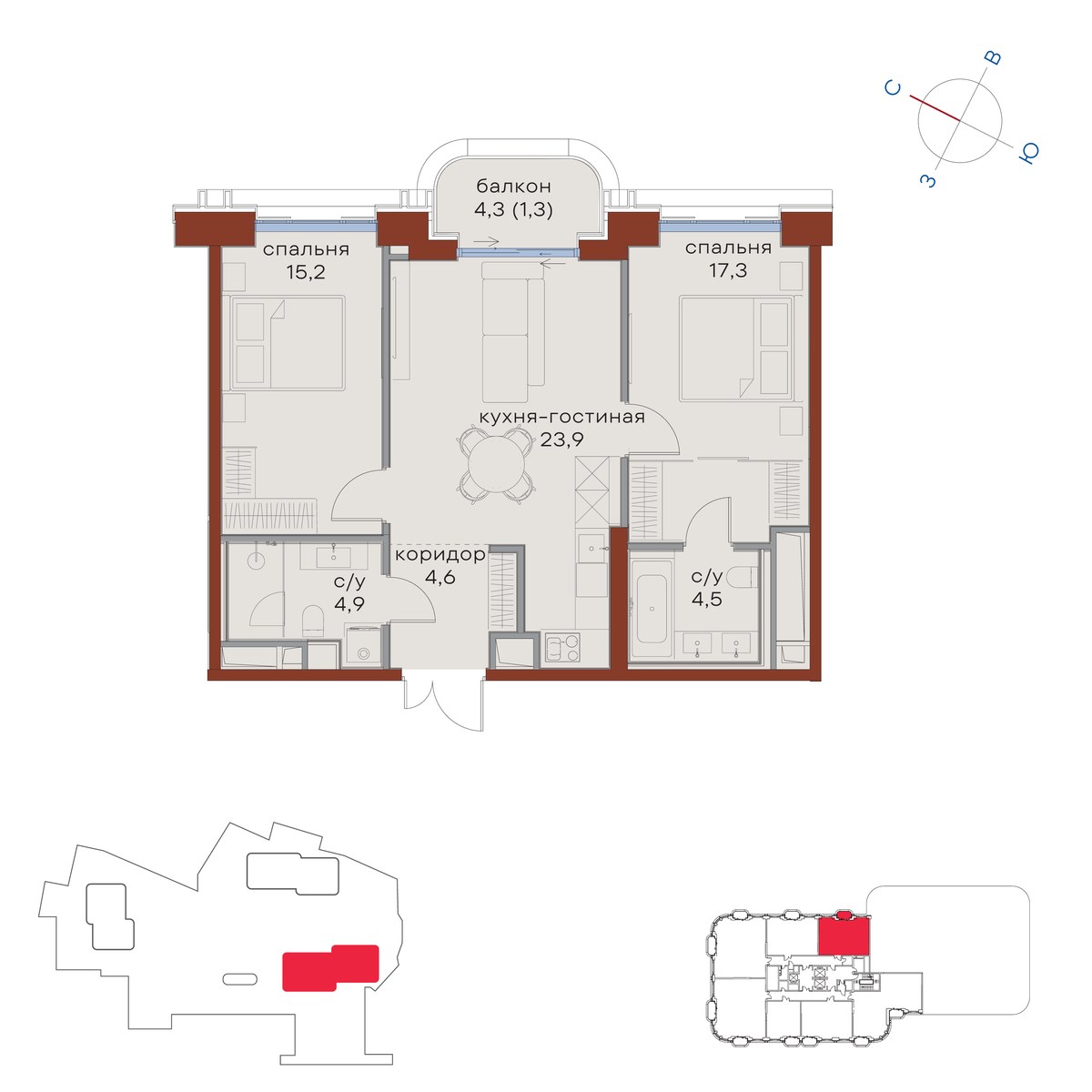 Планировка 71.7 м²