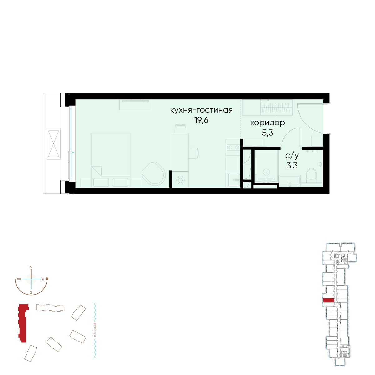 Планировка 28.2 м²
