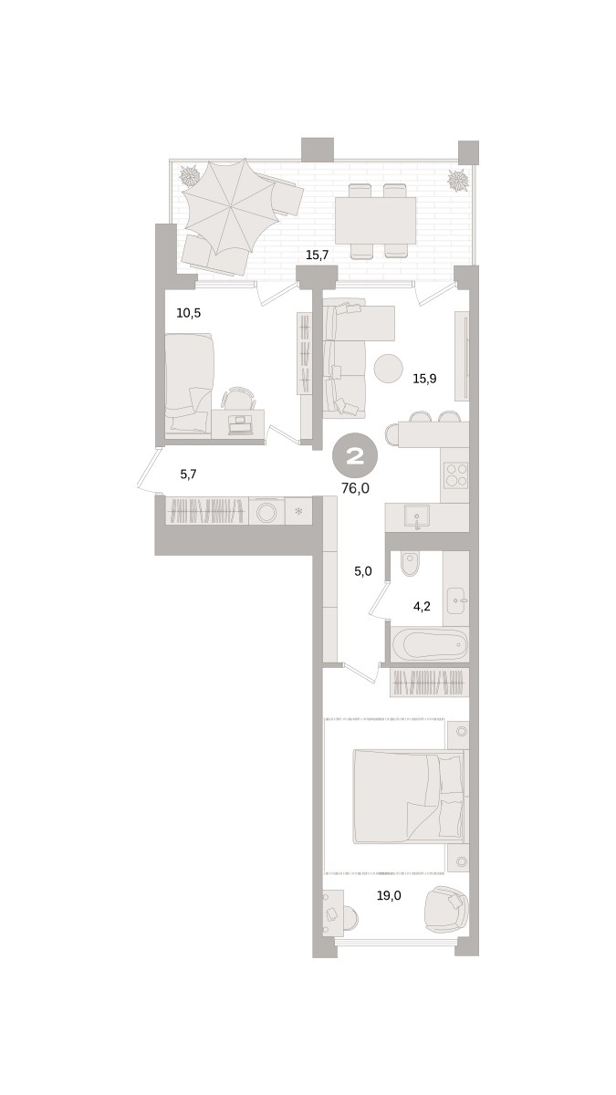 Планировка 76.0 м²