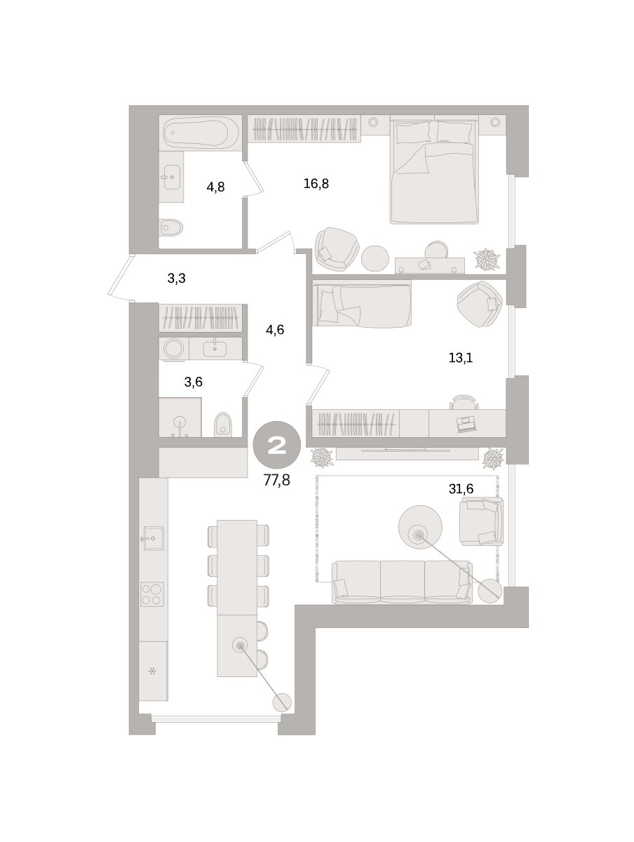 Планировка 77.8 м²