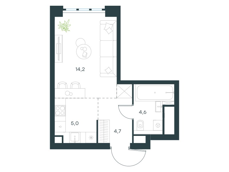 Планировка 28.5 м²