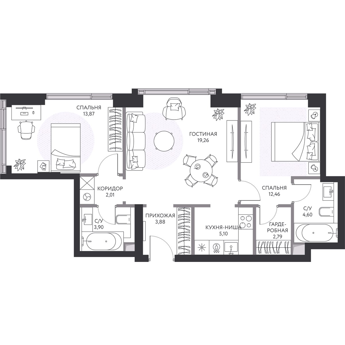 Планировка 68.7 м²