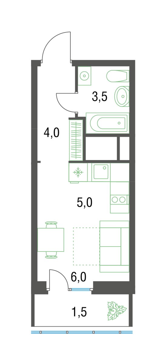 Планировка 20.2 м²