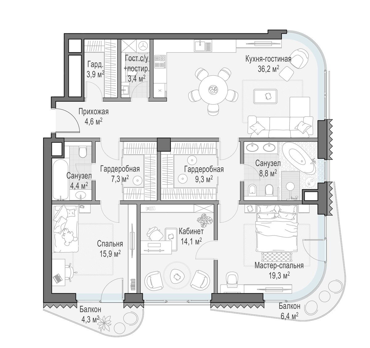 Планировка 130.3 м²