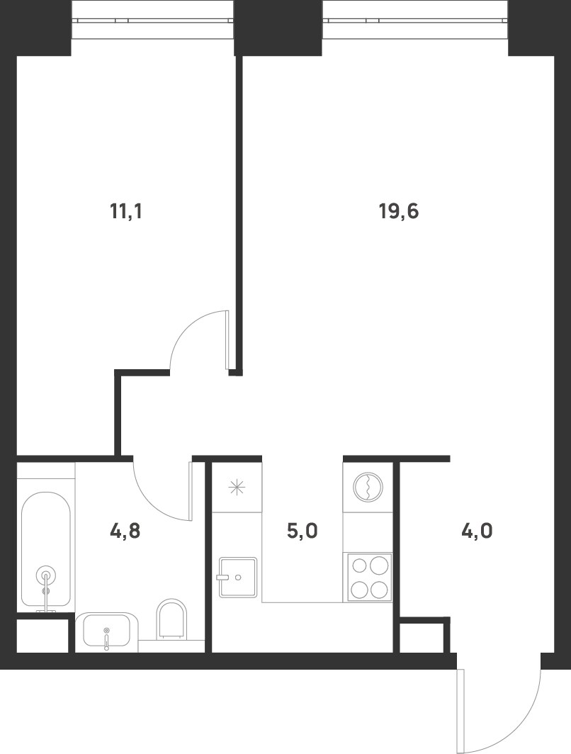 Планировка 44.5 м²