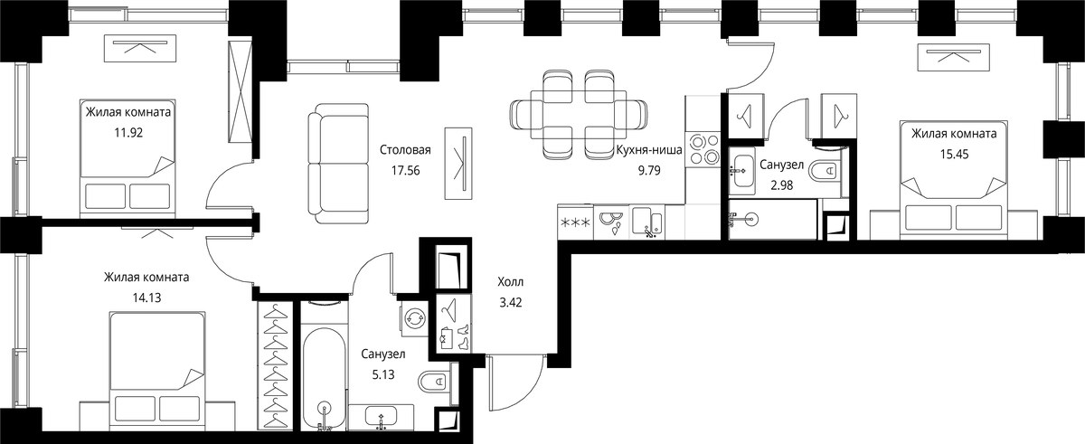 Планировка 80.38 м²