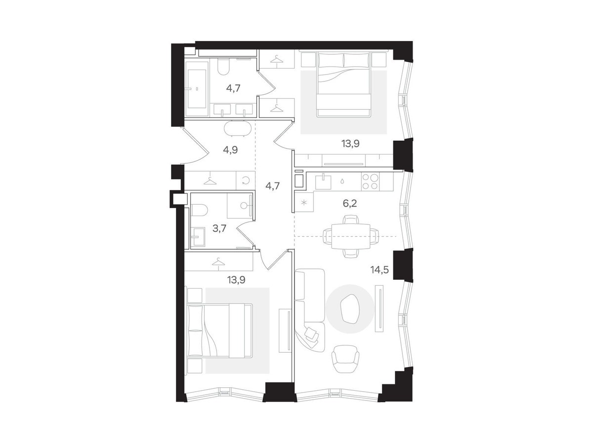Планировка 66.5 м²