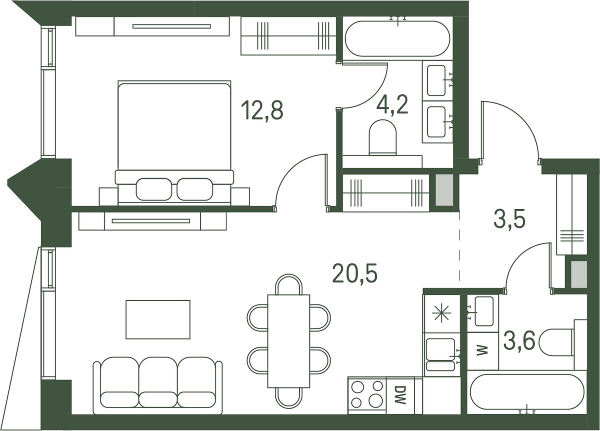 Планировка 44.6 м²