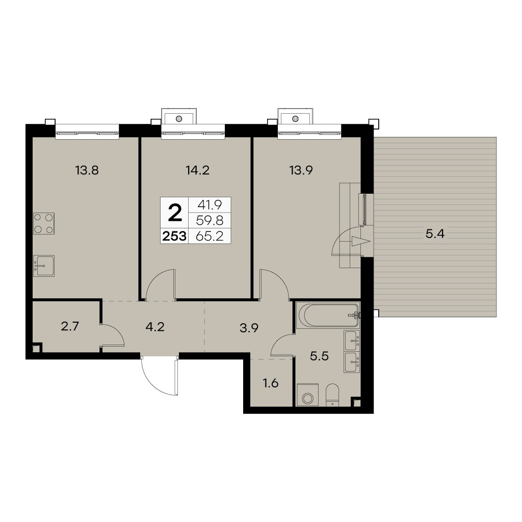 Планировка 65.2 м²