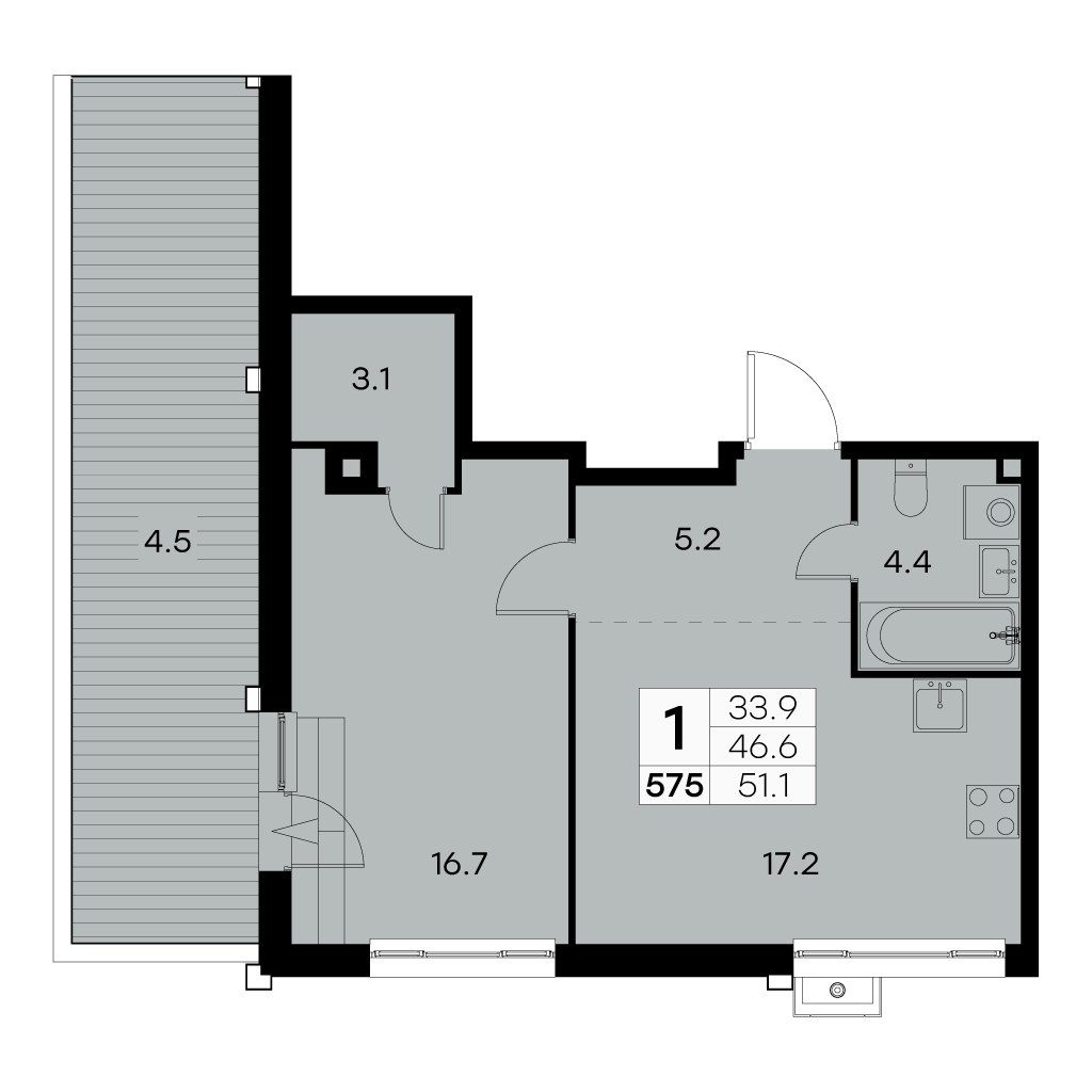 Планировка 50.9 м²