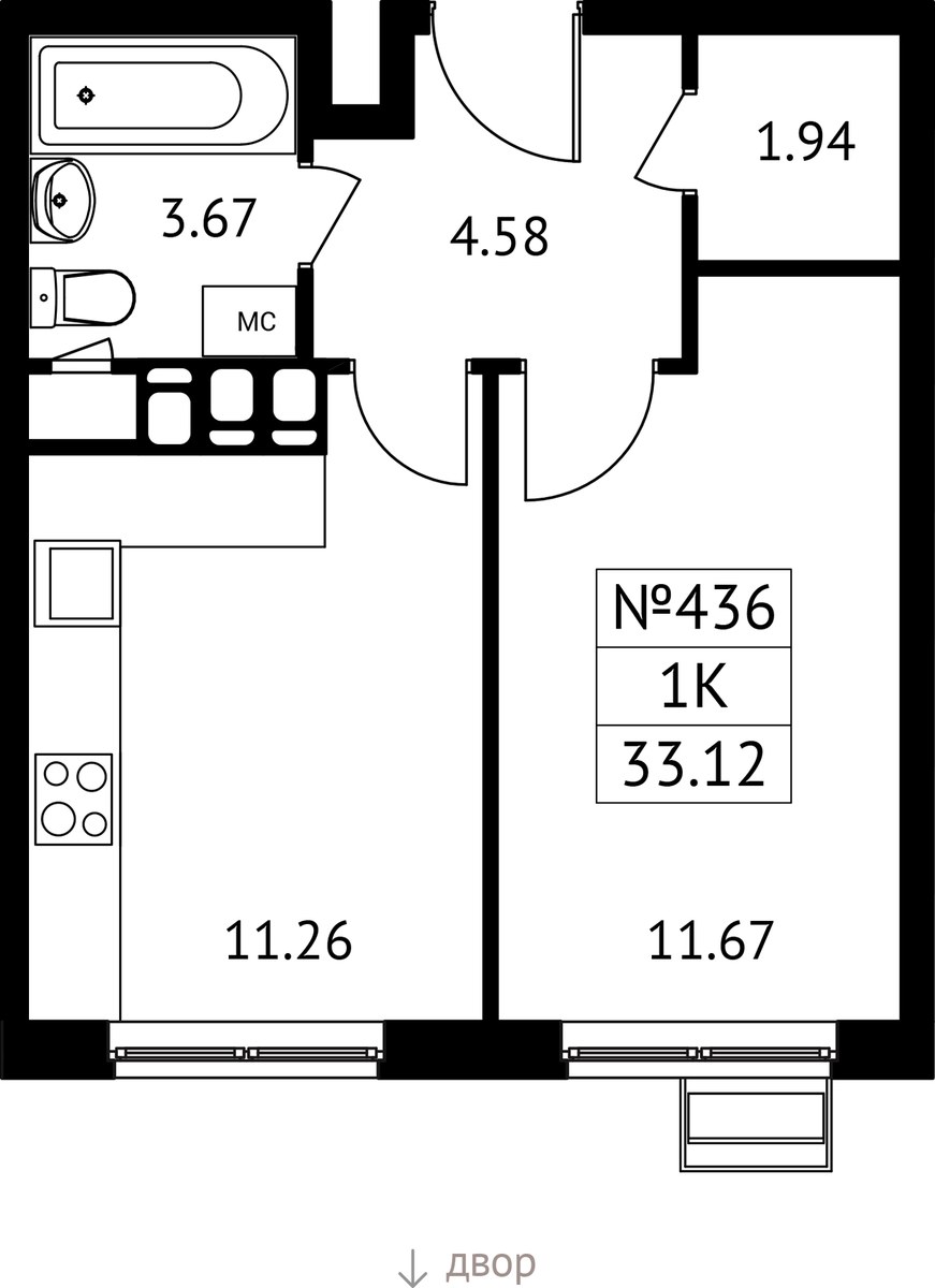 Планировка 33.12 м²