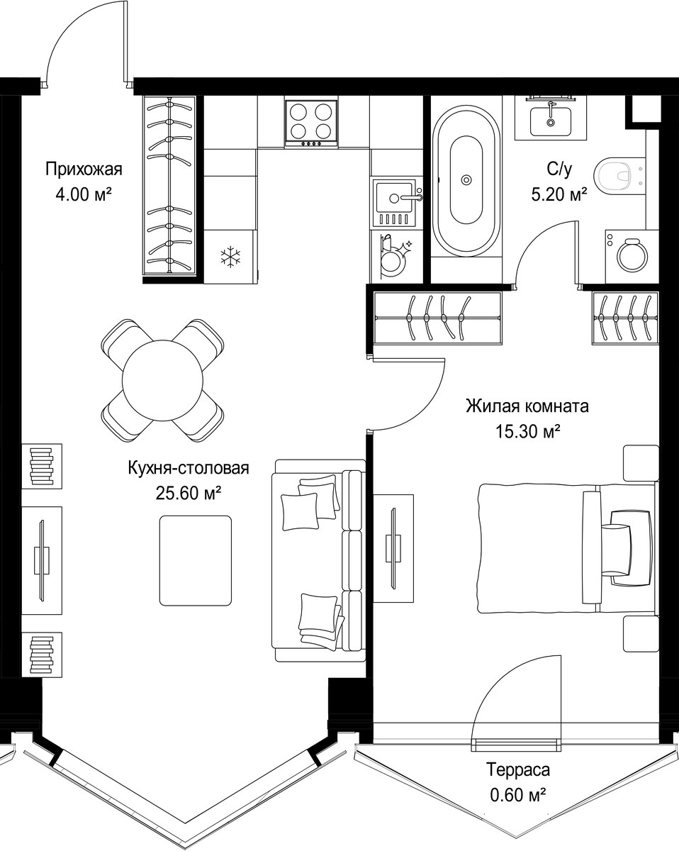 Планировка 50.7 м²