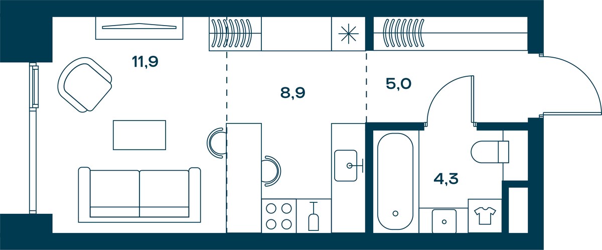 Планировка 30.4 м²