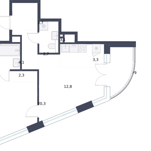 Планировка 52.3 м²