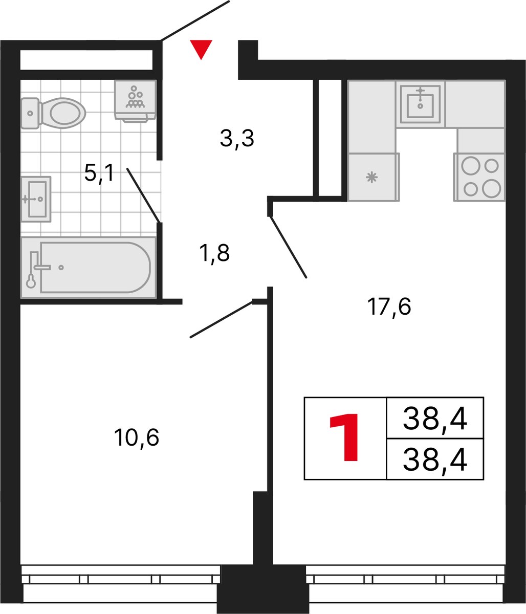 Планировка 38.4 м²