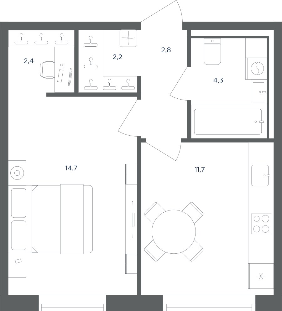 Планировка 38.1 м²