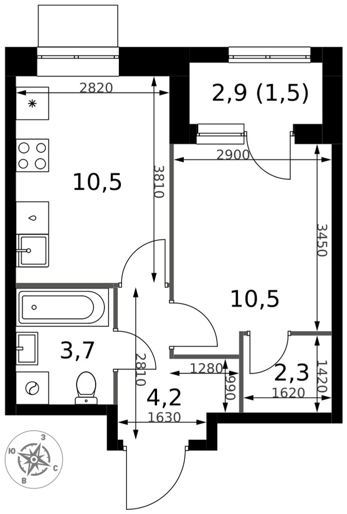Планировка 32.7 м²