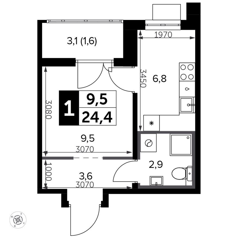 Планировка 25.2 м²