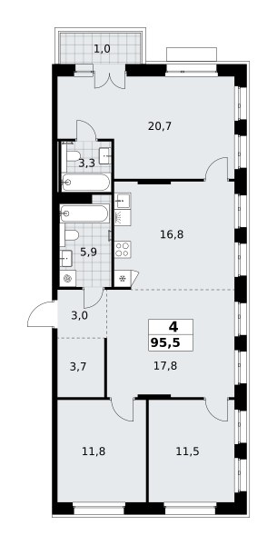 Планировка 95.5 м²