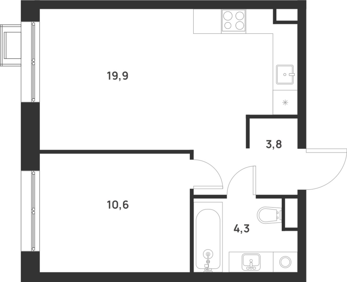Планировка 38.6 м²