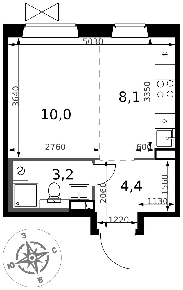 Планировка: Студия, 25.7 м²