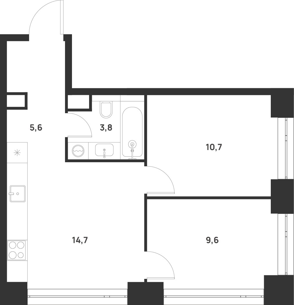 Планировка 44.4 м²