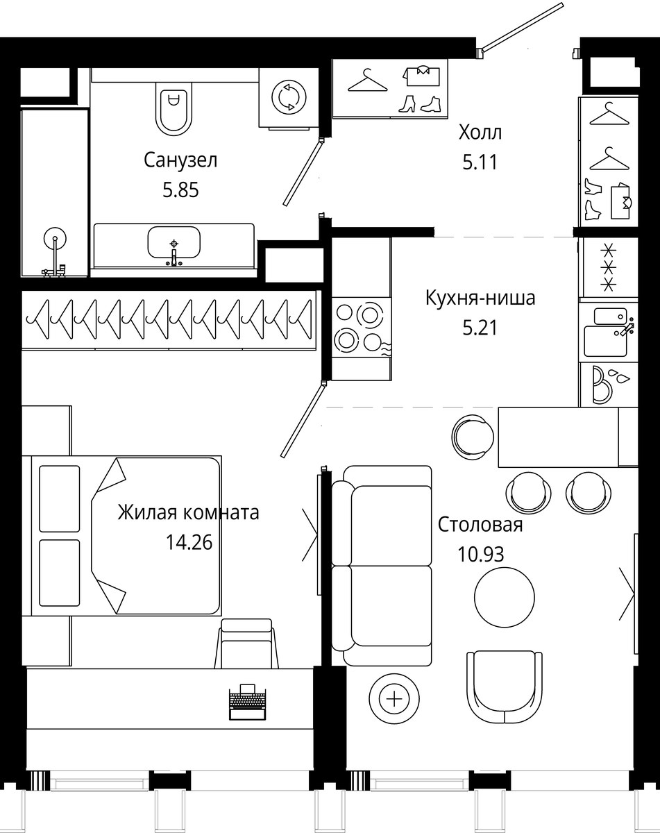 Планировка 41.5 м²
