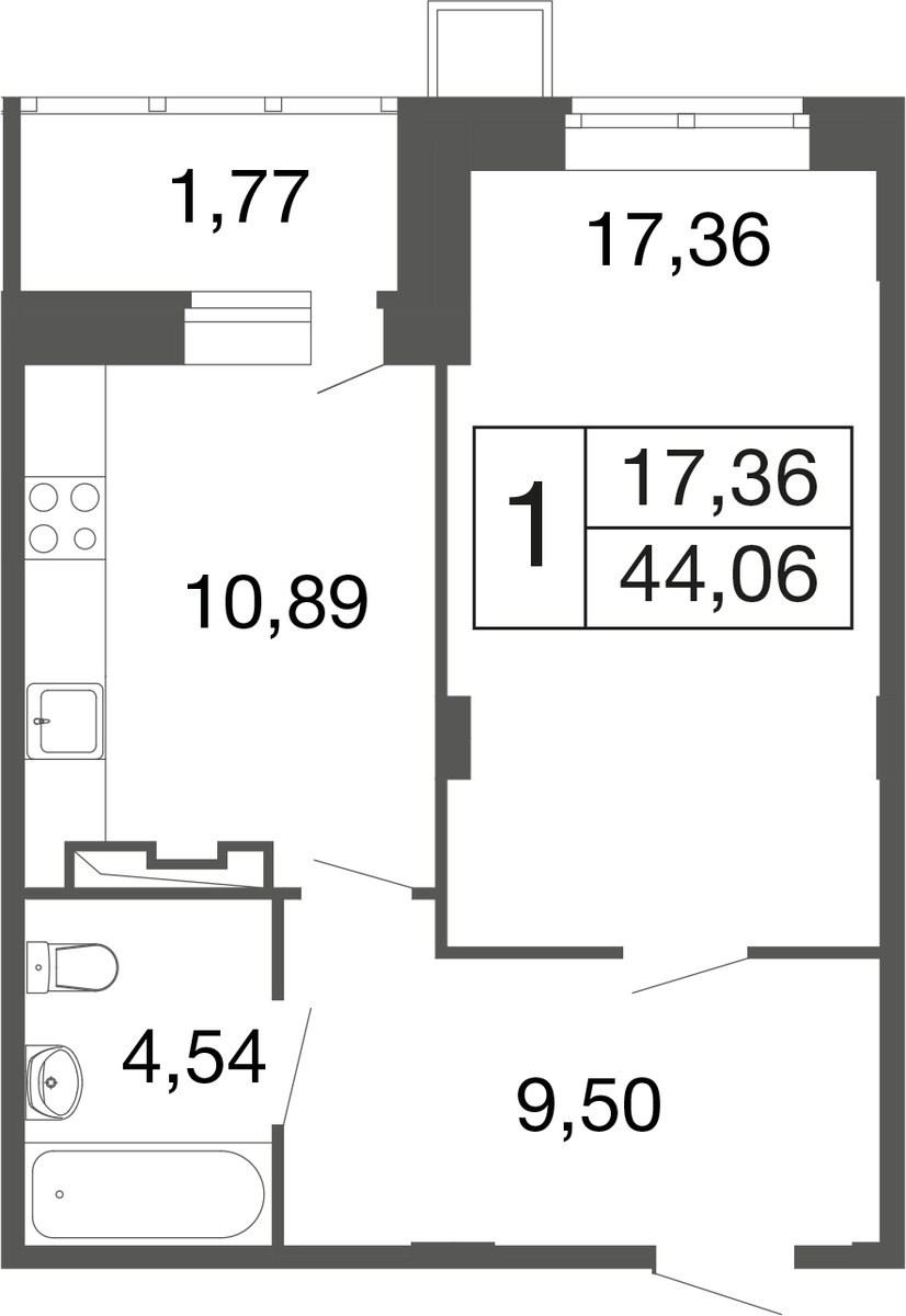 Планировка 42.3 м²