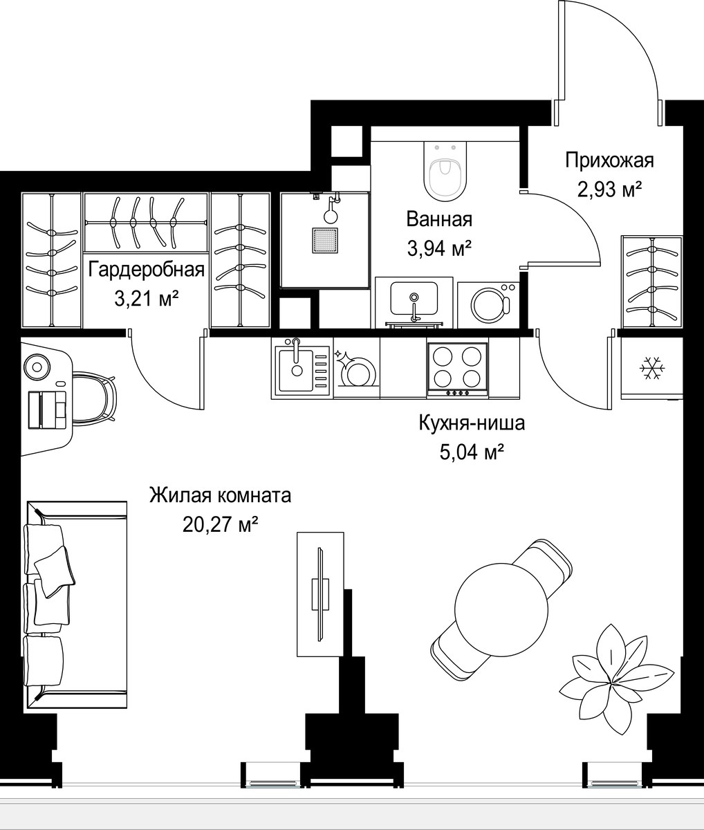 Планировка 35.39 м²
